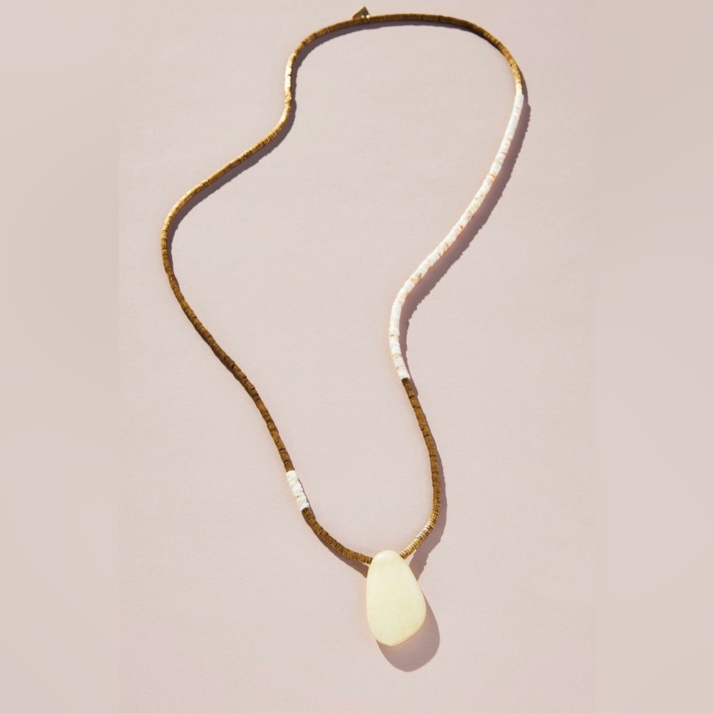 Gold and Cream Teardrop Pendant Necklace by Zara